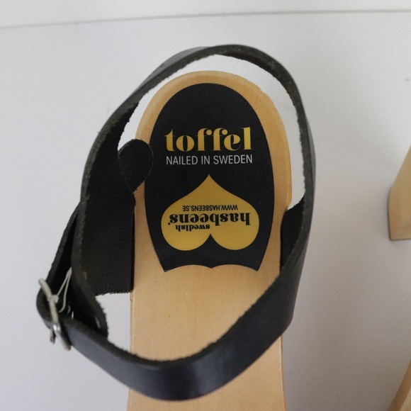 Swedish Hasbeens Braided Sky High Clog Sandals Womens 41 11 Black - Picture 6 of 12